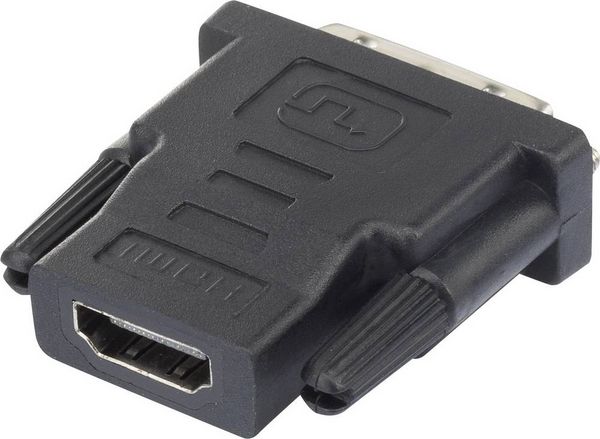 Produktbild: Renkforce RF-4212228 HDMI / DVI Adapter [1x HDMI-Buchse - 1x DVI-Stecker 24+1pol.] Schwarz