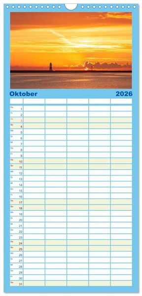 Produktbild: Familienplaner 2026 - Sonne und Meer - Meer geht immer mit 5 Spalten (Wandkalender, 21 x 45 cm) CALVENDO