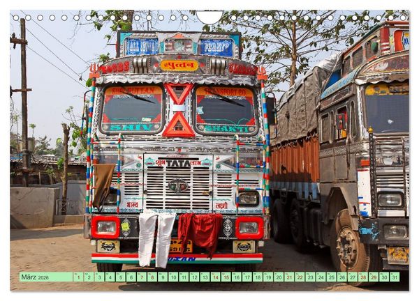 Produktbild: Indien Farbenfrohe LKW (Wandkalender 2026 DIN A4 quer), CALVENDO Monatskalender