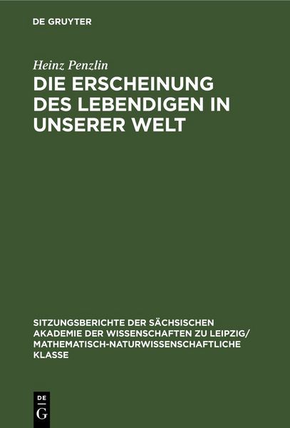 Produktbild: Die Erscheinung des Lebendigen in unserer Welt