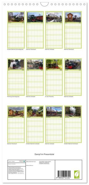 Produktbild: Familienplaner 2026 - Dampf im Pressnitztal mit 5 Spalten (Wandkalender, 21 x 45 cm) CALVENDO