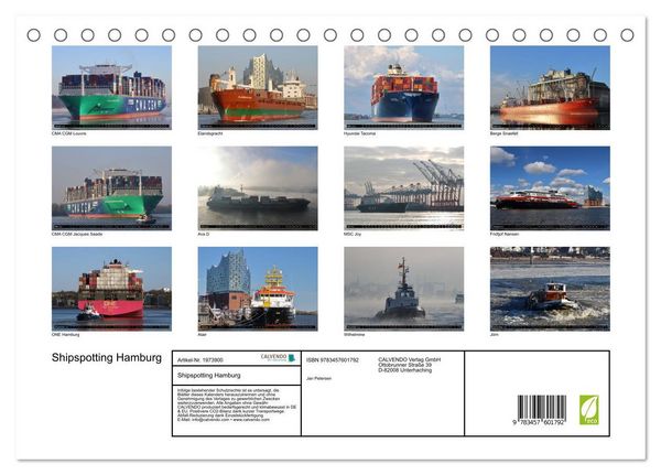 Produktbild: Shipspotting Hamburg (Tischkalender 2026 DIN A5 quer), CALVENDO Monatskalender