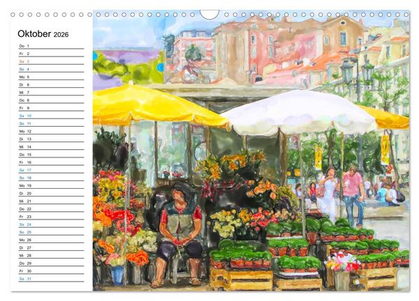Produktbild: Lissabon - Stadtrundgang in Aquarell-Illustrationen (Wandkalender 2026 DIN A3 quer), CALVENDO Monatskalender
