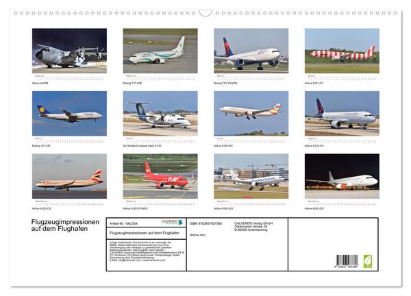 Produktbild: Flugzeugimpressionen auf dem Flughafen (Wandkalender 2026 DIN A2 quer), CALVENDO Monatskalender