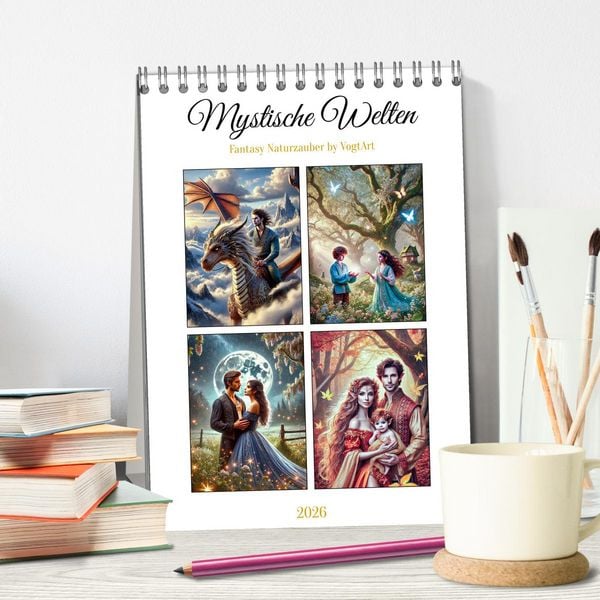 Produktbild: Mystische Welten, Fantasy Naturzauber (Tischkalender 2026 DIN A5 hoch), CALVENDO Monatskalender