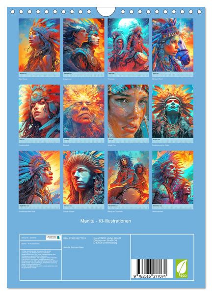 Produktbild: Manitu - KI-Illustrationen (Wandkalender 2026 DIN A4 hoch), CALVENDO Monatskalender