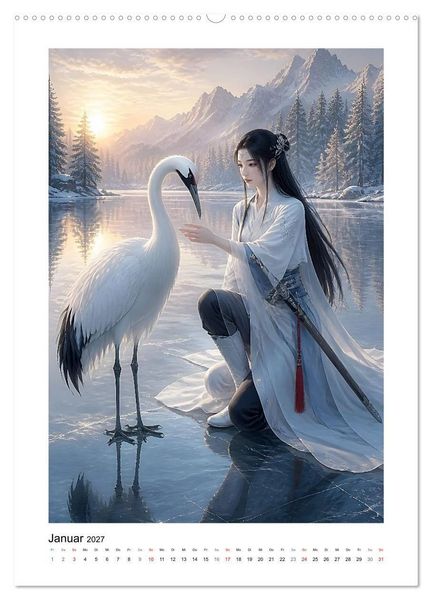 Produktbild: Zwischen Kranich und Drache (hochwertiger Premium Wandkalender 2027 DIN A2 hoch), Kunstdruck in Hochglanz