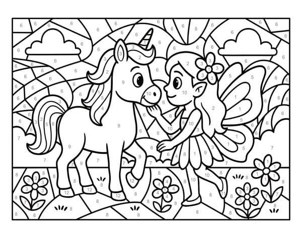 Produktbild: Malen nach Zahlen Einhorn Malbuch f&uuml;r Kinder ab 5&ndash;7 Jahren