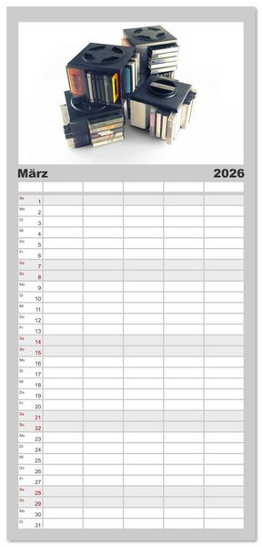 Produktbild: Familienplaner 2026 - Audio Tapes mit 5 Spalten (Wandkalender, 21 x 45 cm) CALVENDO