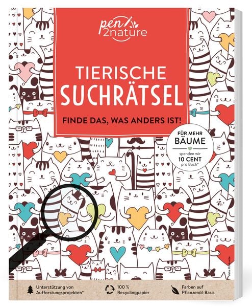 Tierische Suchrätsel - Finde das, was anders ist!, Taschenbuch von Pen2nature, Pen2nature, 978-3-9876408-6-5