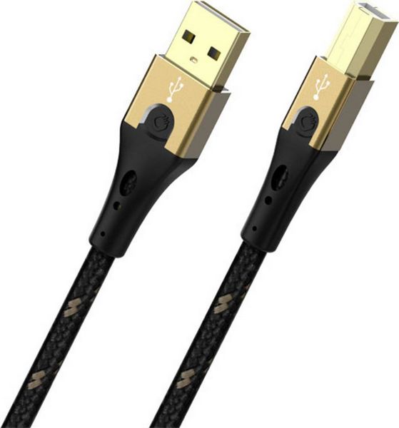 Produktbild: Oehlbach USB-Kabel USB 2.0 USB-A Stecker, USB-B Stecker 2.00m Schwarz/Gold D1C9542