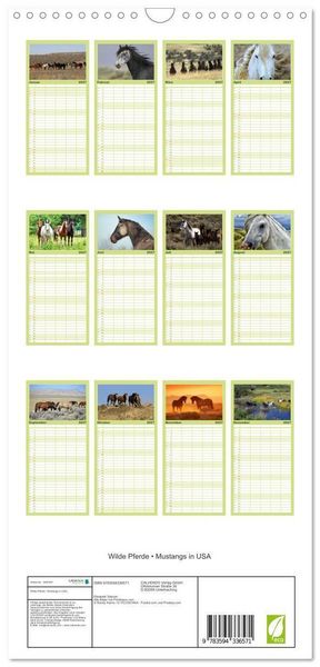 Produktbild: Familienplaner 2027 - Wilde Pferde &bull; Mustangs in USA mit 5 Spalten (Wandkalender, 21 x 45 cm) CALVENDO