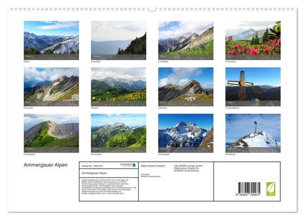 Produktbild: Ammergauer Alpen (hochwertiger Premium Wandkalender 2026 DIN A2 quer), Kunstdruck in Hochglanz