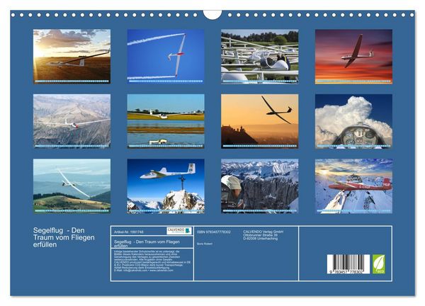 Produktbild: Segelflug - Den Traum vom Fliegen erf&uuml;llen (Wandkalender 2026 DIN A3 quer), CALVENDO Monatskalender