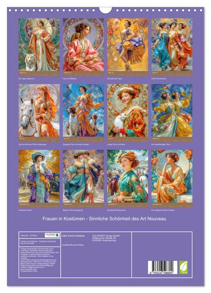 Produktbild: Frauen in Kost&uuml;men - Sinnliche Sch&ouml;nheit des Art Nouveau (Wandkalender 2026 DIN A3 hoch), CALVENDO Monatskalender