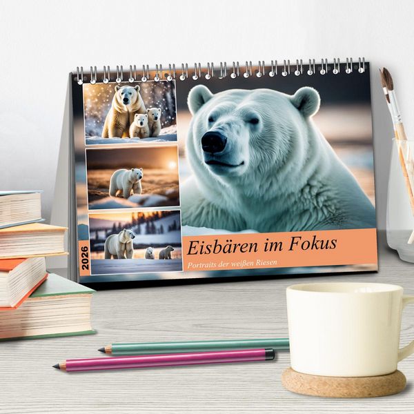 Produktbild: Eisb&auml;ren im Fokus (Tischkalender 2026 DIN A5 quer), CALVENDO Monatskalender