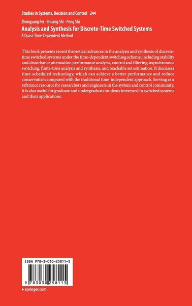 Produktbild: Analysis and Synthesis for Discrete-Time Switched Systems