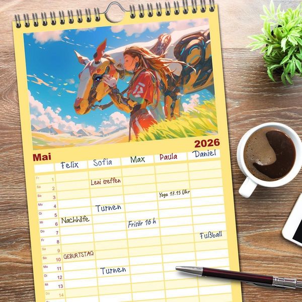 Produktbild: Familienplaner 2026 - Die Zukunft wird richtig cool mit 5 Spalten (Wandkalender, 21 x 45 cm) CALVENDO