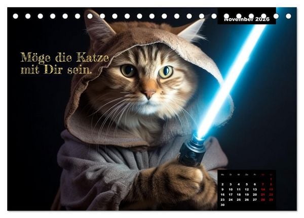 Produktbild: Katzen k&ouml;nnen alles, au&szlig;er traurig. (Tischkalender 2026 DIN A5 quer), CALVENDO Monatskalender