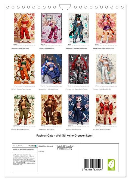 Produktbild: Fashion Cats - Weil Stil keine Grenzen kennt (Wandkalender 2027 DIN A4 hoch), CALVENDO Monatskalender
