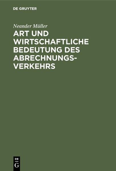 Produktbild: Art und wirtschaftliche Bedeutung des Abrechnungsverkehrs