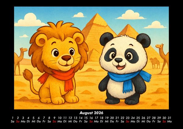 Produktbild: Buschi und Pippin - Reise zu den Weltwundern 2026 Fotokalender DIN A3