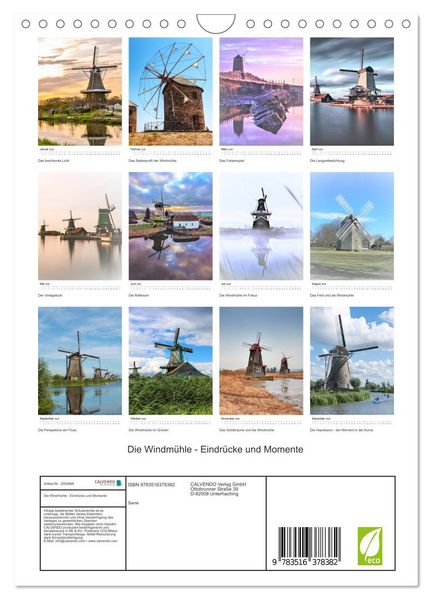 Produktbild: Die Windm&uuml;hle - Eindr&uuml;cke und Momente (Wandkalender 2026 DIN A4 hoch), CALVENDO Monatskalender