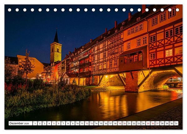 Produktbild: Rund um die Kr&auml;merbr&uuml;cke - Ein St&uuml;ck Mittelalter in Erfurt (Tischkalender 2026 DIN A5 quer), CALVENDO Monatskalender