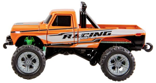 Produktbild: Amewi Orange Brushed 1:64 RC Modellauto Elektro Monstertruck Heckantrieb (2WD) RtR 2,4 GHz mit Lichteffekt, inkl. Akku und Ladekabel