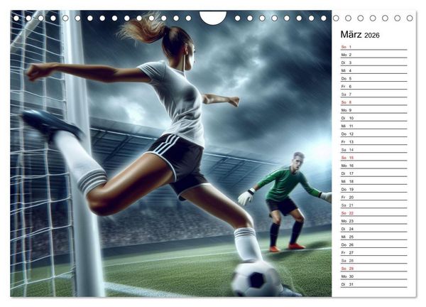 Produktbild: Fu&szlig;ball Highlights - Von der KI geschaffene Spielmomente (Wandkalender 2026 DIN A4 quer), CALVENDO Monatskalender