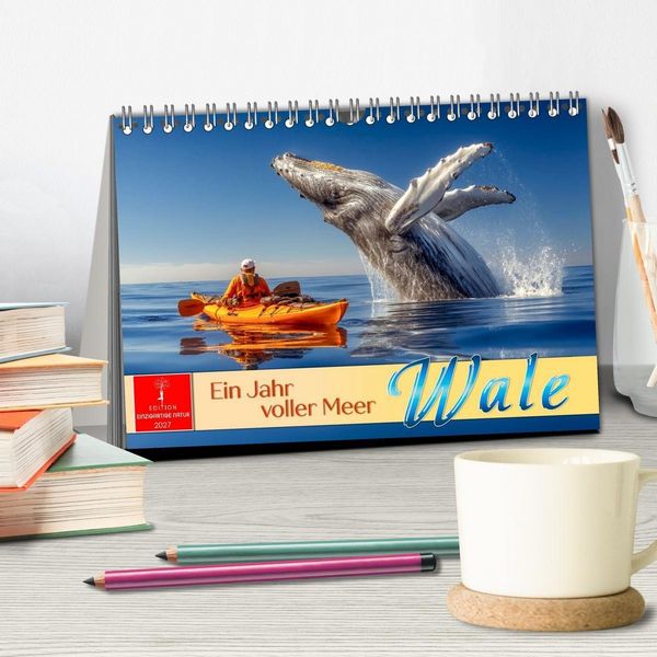 Produktbild: Wale - ein Jahr voller Meer (Tischkalender 2027 DIN A5 quer), CALVENDO Monatskalender