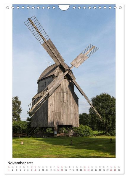 Produktbild: Historische Windm&uuml;hlen in Minden-L&uuml;bbecke (Wandkalender 2026 DIN A4 hoch), CALVENDO Monatskalender