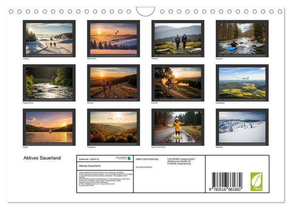 Produktbild: Aktives Sauerland (Wandkalender 2026 DIN A4 quer), CALVENDO Monatskalender