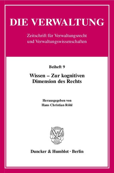 Produktbild: Wissen - Zur kognitiven Dimension des Rechts.