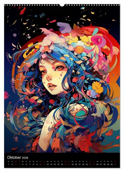 Produktbild: Manga Flower Girls (Wandkalender 2026 DIN A2 hoch), CALVENDO Monatskalender