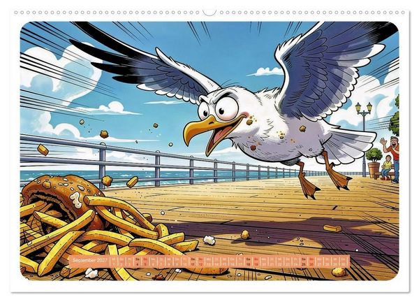 Produktbild: Gierige M&ouml;wen - Comic (hochwertiger Premium Wandkalender 2027 DIN A2 quer), Kunstdruck in Hochglanz