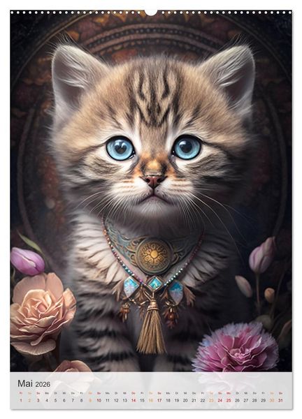 Produktbild: Boho Katzenbabys (Wandkalender 2026 DIN A2 hoch), CALVENDO Monatskalender