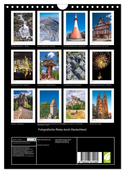Produktbild: Fotografische Reise durch Deutschland (Wandkalender 2026 DIN A4 hoch), CALVENDO Monatskalender
