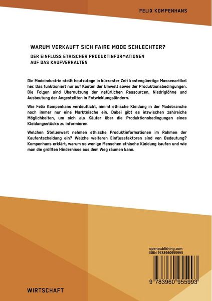 Produktbild: Warum verkauft sich faire Mode schlechter? Der Einfluss ethischer Produktinformationen auf das Kaufverhalten