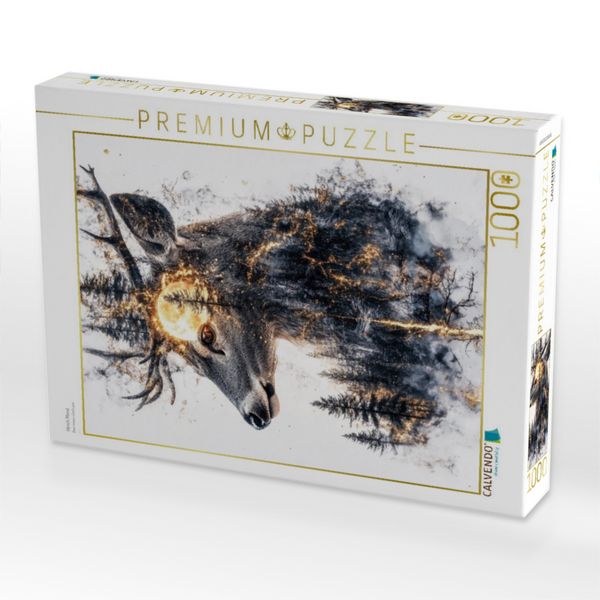 Produktbild: CALVENDO Puzzle Hirsch Mond | 1000 Teile Lege-Gr&ouml;&szlig;e 64x48cm Foto-Puzzle f&uuml;r gl&uuml;ckliche Stunden