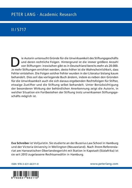 Produktbild: Die Unwirksamkeit des Stiftungsgesch&auml;fts