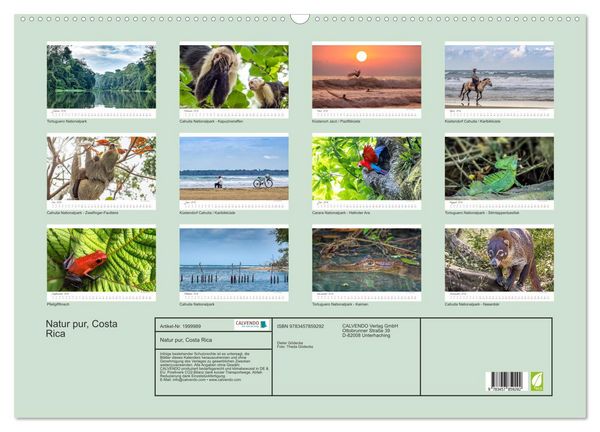 Produktbild: Natur pur, Costa Rica (Wandkalender 2026 DIN A2 quer), CALVENDO Monatskalender