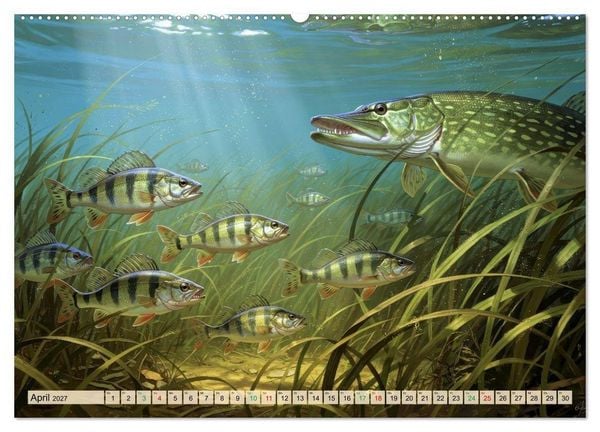 Produktbild: Barsche im See (hochwertiger Premium Wandkalender 2027 DIN A2 quer), Kunstdruck in Hochglanz