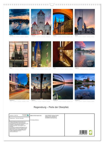 Produktbild: Regensburg &ndash; Perle der Oberpfalz (Wandkalender 2026 DIN A2 hoch), CALVENDO Monatskalender
