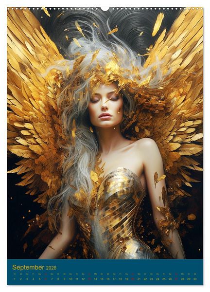 Produktbild: Engel. Goldverzierte Sch&ouml;nheiten in zeitloser Eleganz (hochwertiger Premium Wandkalender 2026 DIN A2 hoch), Kunstdruck in Hochglanz