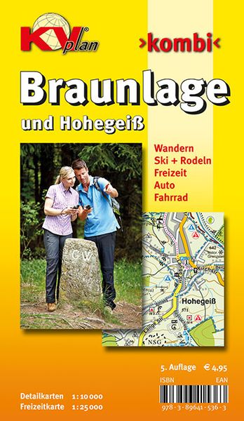 Produktbild: Braunlage & Hohegei&szlig;, KVplan, Wanderkarte/Radkarte/Stadtplan, 1:25.000 / 1:10.000