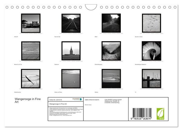 Produktbild: Wangerooge in Fine Art (Wandkalender 2026 DIN A4 quer), CALVENDO Monatskalender