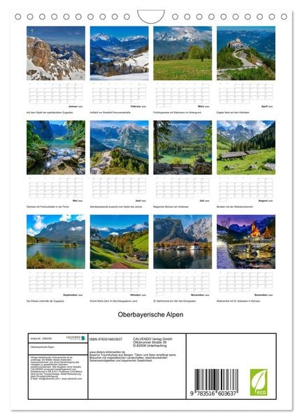 Produktbild: Oberbayerische Alpen (Wandkalender 2026 DIN A4 hoch), CALVENDO Monatskalender