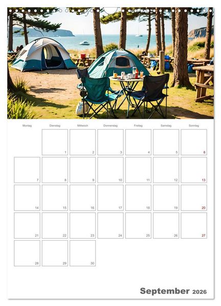 Produktbild: Dein Campingplaner - KI generierte Campingtr&auml;ume (Wandkalender 2026 DIN A3 hoch), CALVENDO Monatskalender