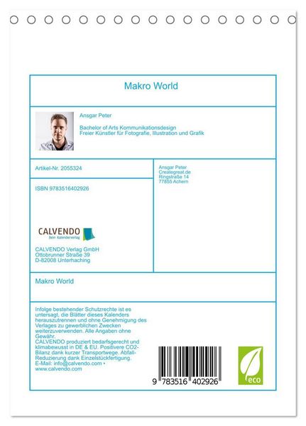 Produktbild: Makro World (Tischkalender 2026 DIN A5 hoch), CALVENDO Monatskalender